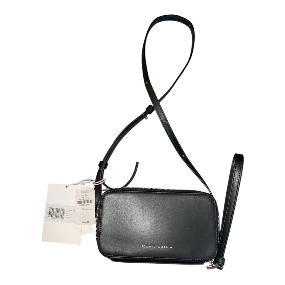 NWT STUDIO AMELIA Mini Cube Bag Black Calf Leather.